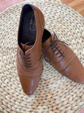 Ted Baker, Men's Cognac Leather Cap-Toe Oxford